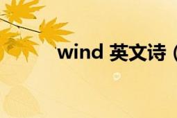 wind 英文诗（wind 英文单词）