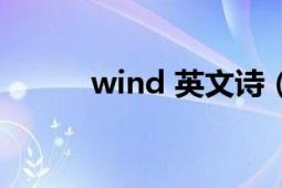 wind 英文诗（wind 英文单词）