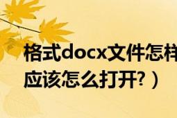 格式docx文件怎样打开（.docx格式的文件应该怎么打开?）