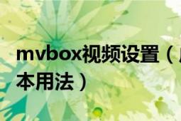 mvbox视频设置（虚拟视频MvBox的两点基本用法）