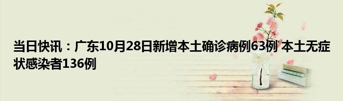 当日快讯：广东10月28日新增本土确诊病例63例 本土无症状感染者136例